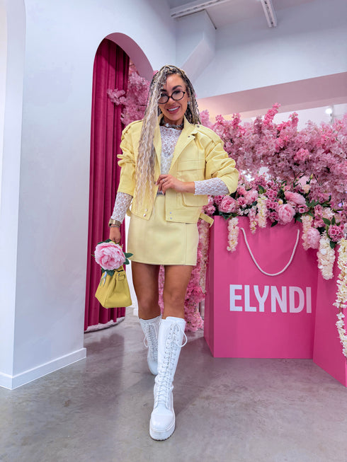 Faux leather jacket "ROAD REBEL" S-6203 - YELLOW