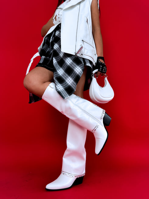 Ковбойские сапоги "CUFF IT 9225" - белые