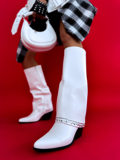 Ковбойские сапоги "CUFF IT 9225" - белые