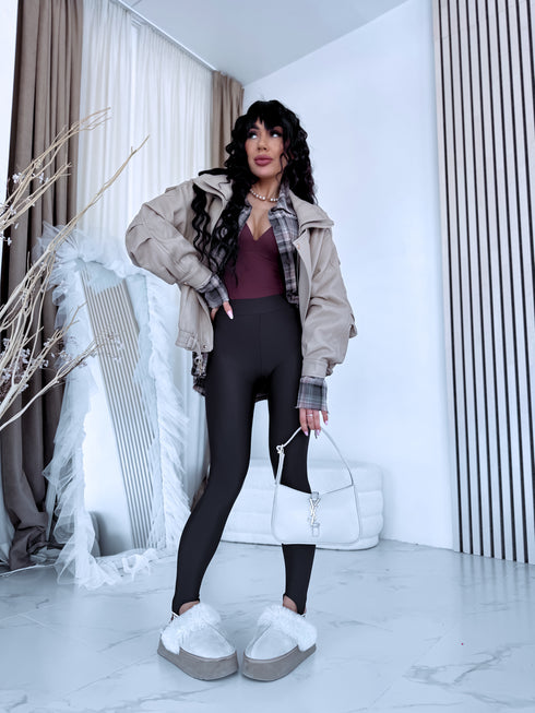 Shaping leggings with elastic bands "CANDY BERRY 7916" - CHOCO