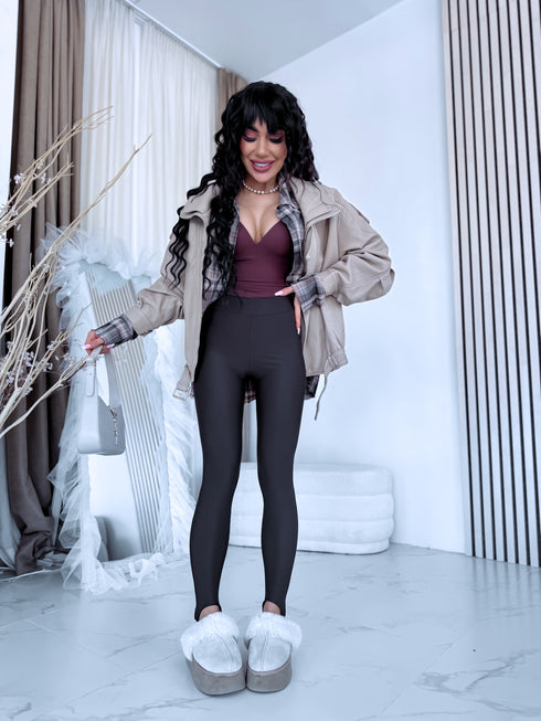 LUX faux leather jacket "MOUSSE N10317" - BEIGE