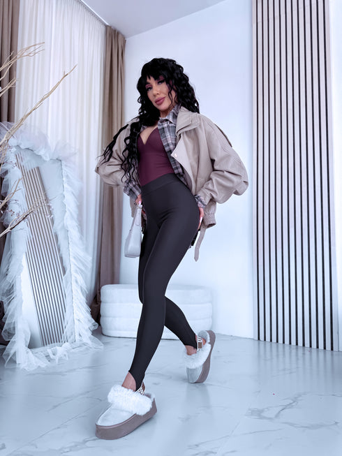 Shaping leggings with elastic bands "CANDY BERRY 7916" - CHOCO