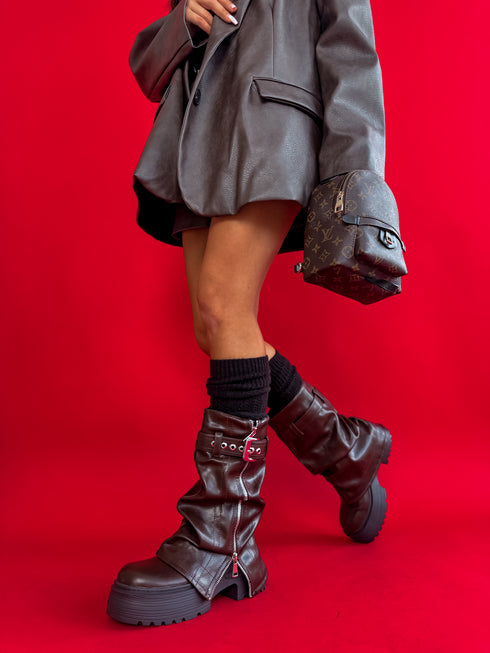 Сапоги из искусственной кожи "BROWN LEGEND" 6327A