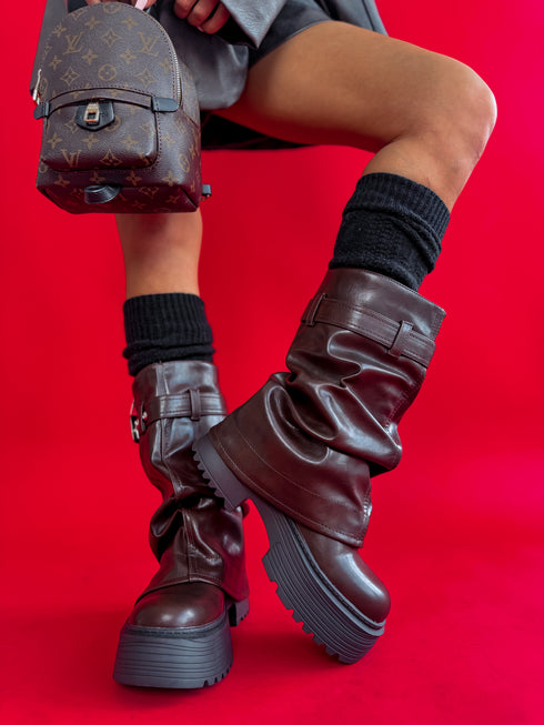 Сапоги из искусственной кожи "BROWN LEGEND" 6327A