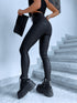 Black, BASIC imitation leather trousers "-5kg" C56-1