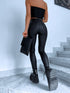 Black, BASIC imitation leather trousers "-5kg" C56-1