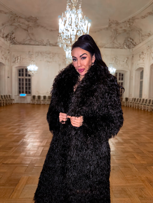 Длинное пальто из искусственного меха "CYBER" - ЧЕРНЫЙ