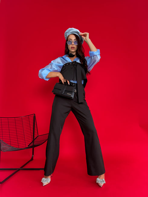 Classic pants + accessory "AVANT-GARDE P7570" - BLACK