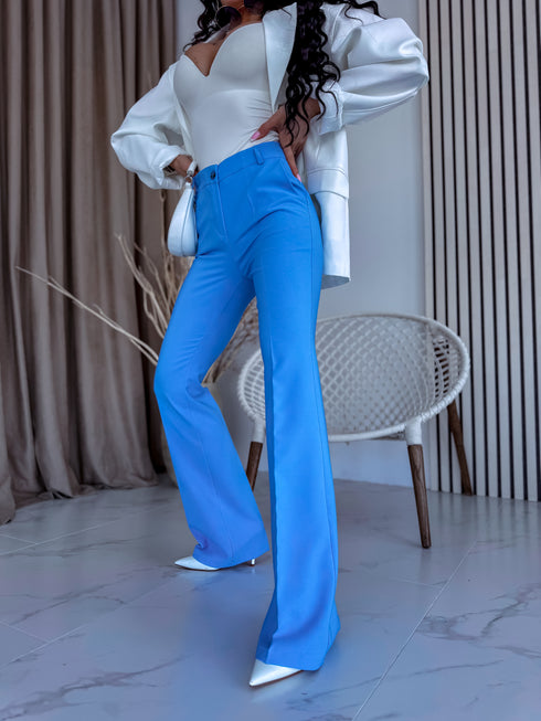 DEBESŲ MĖLYNOS audinio kelnės "TAYLOR"