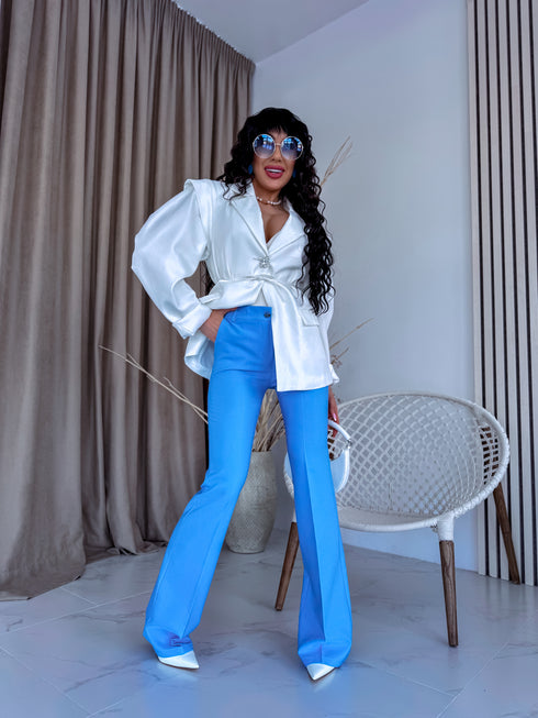 DEBESŲ MĖLYNOS audinio kelnės "TAYLOR"