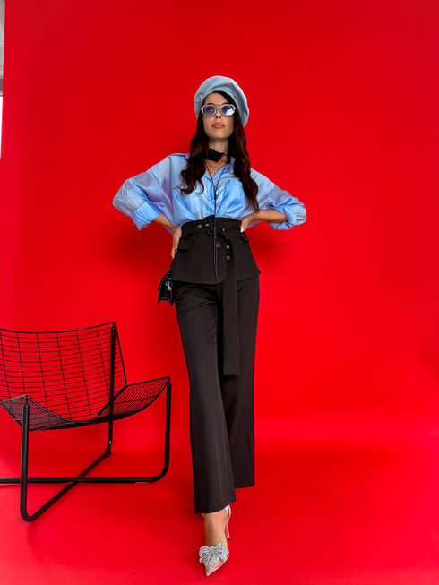 Classic pants + accessory "AVANT-GARDE P7570" - BLACK