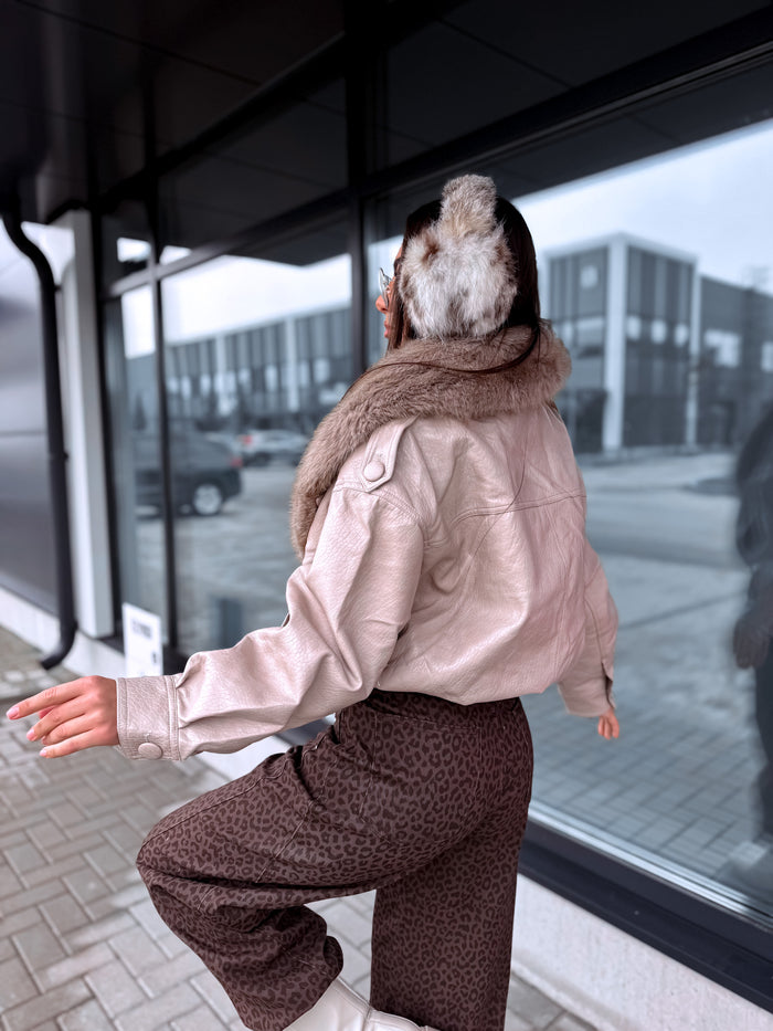 "LOST MOMENT CV2229" faux leather jacket - BEIGE