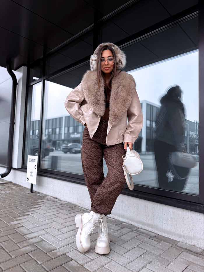 "LOST MOMENT CV2229" faux leather jacket - BEIGE