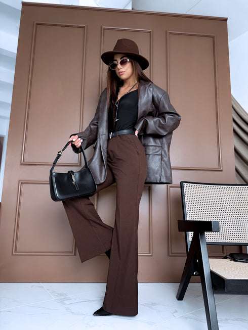 "GRACE LINE VS9006" fabric trousers - choco