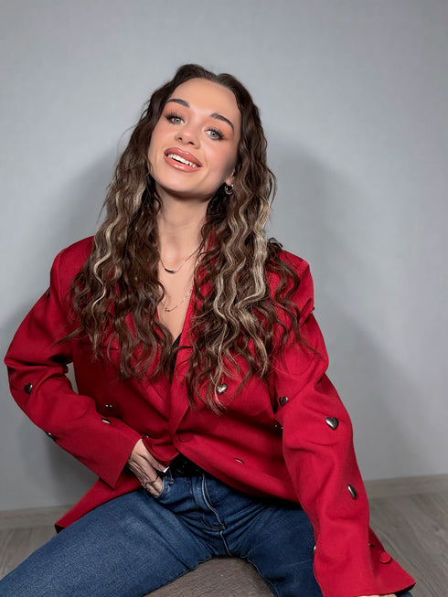 LUX sarkana, ONE SIZE žakete "HEARTS"