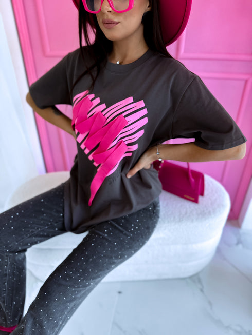 "Broken heart KX80" T-krekls - tumši pelēks