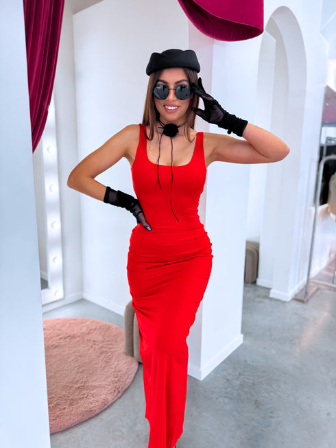 Aptempta suknelė "BACK REVEAL" VD2088 - RAUDONA