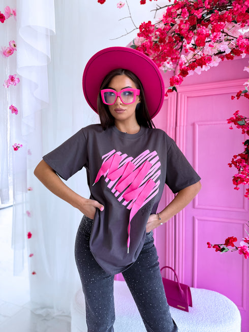 "Broken heart KX80" T-krekls - tumši pelēks