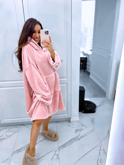 Mīkstais pleda džemperis - maigi rozā