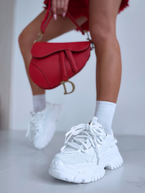 WHITE WITH LIGHT GREEN boots with high sole "BRATZ"