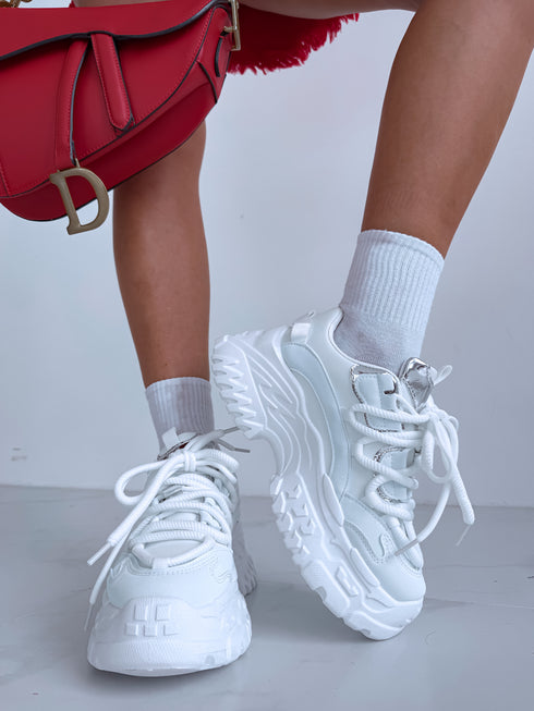 WHITE WITH LIGHT GREEN boots with high sole "BRATZ"