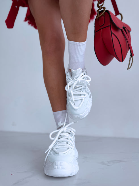 WHITE WITH LIGHT GREEN boots with high sole "BRATZ"