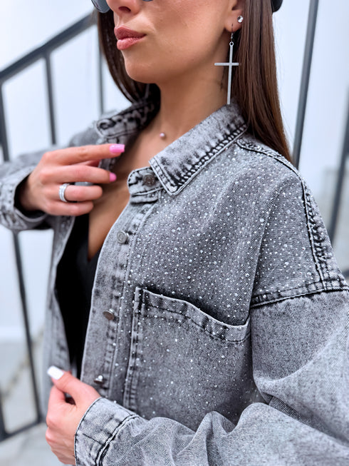 Джинсовая рубашка "GLINT DENIM" HM8631-2 - ТЕМНО-СЕРЫЙ