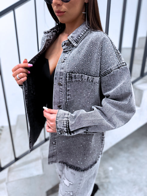 Джинсовая рубашка "GLINT DENIM" HM8631-2 - ТЕМНО-СЕРЫЙ