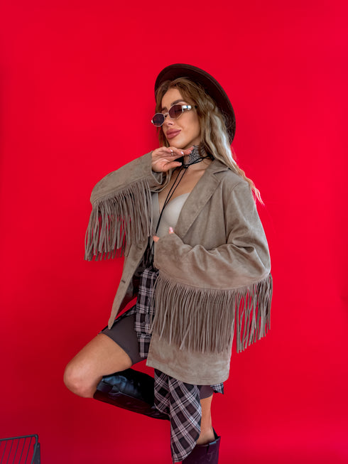 Замшевая куртка "CAMEL FL93" - карамельная