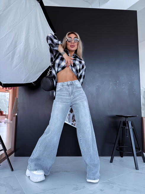 Gray denim pants "URBAN" T395-3