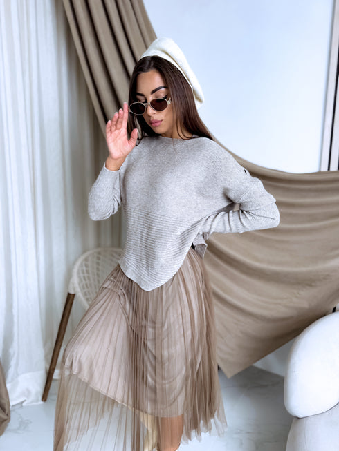 "EMMA 3220" set - dress + jumper - dark beige