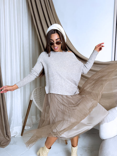 "EMMA 3220" set - dress + jumper - dark beige