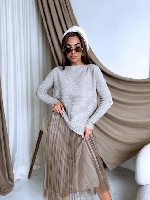 "EMMA 3220" set - dress + jumper - dark beige