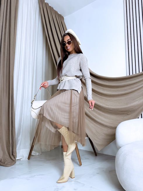 "EMMA 3220" set - dress + jumper - dark beige