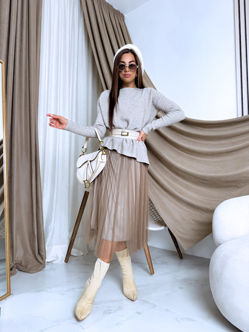 "EMMA 3220" set - dress + jumper - dark beige