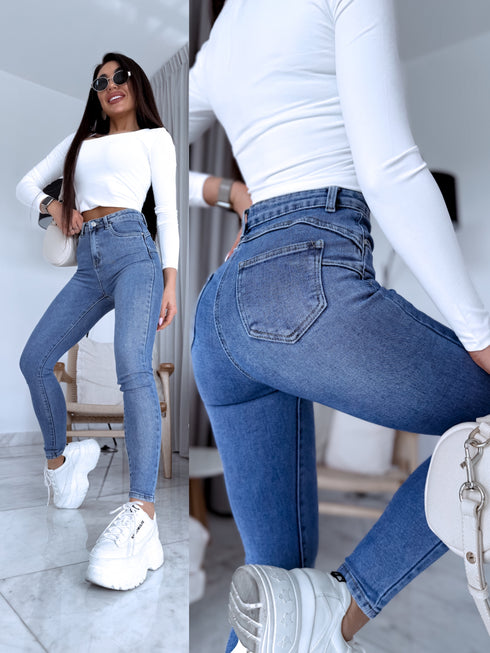 Blue denim pants without rips "WAVE" DJ2585