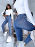 Blue denim pants without rips "WAVE" DJ2585