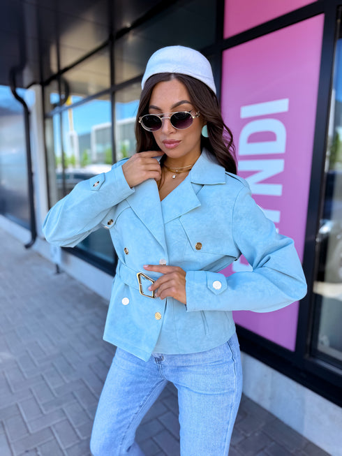 "LAGUNA SKY S-6236" faux leather jacket - LIGHT BLUE