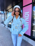 "LAGUNA SKY S-6236" faux leather jacket - LIGHT BLUE