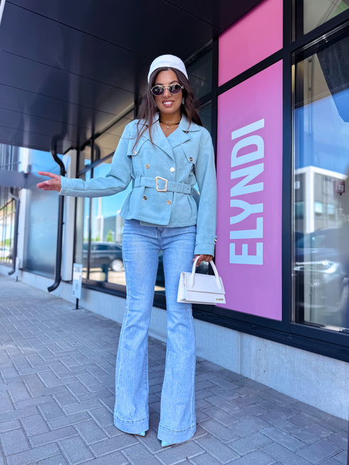 "LAGUNA SKY S-6236" faux leather jacket - LIGHT BLUE