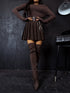 Pleated Skort with Double Belt J72 - CHOCO
