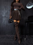 Pleated Skort with Double Belt J72 - CHOCO