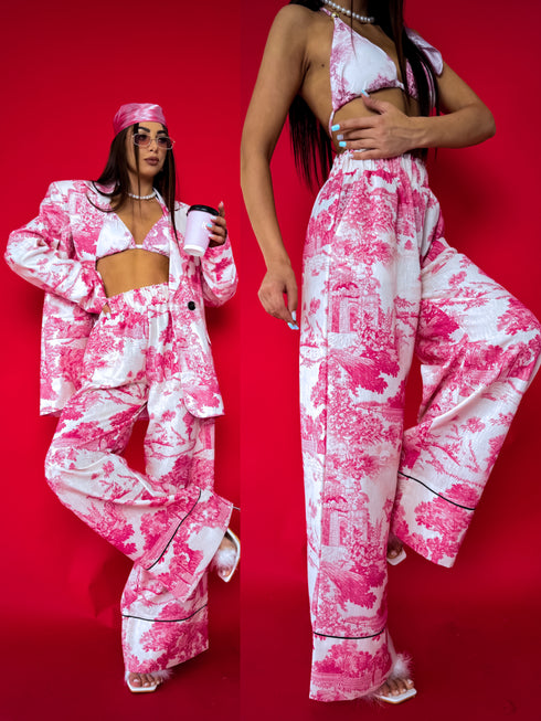 LUX platas bikses "GEISHA" - baltas ar rozā