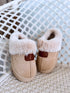 Warm slippers with closed toe "NAME OF 25011" - BEIGE