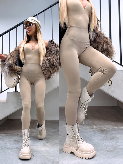 THERMO leggings "CLIMB" LM88212 - DARK BEIGE