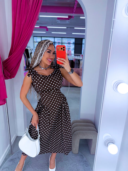 Dotted dress "VIP ACCESS" 1365 - CHOCO