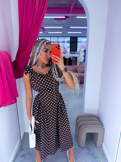 Dotted dress "VIP ACCESS" 1365 - CHOCO