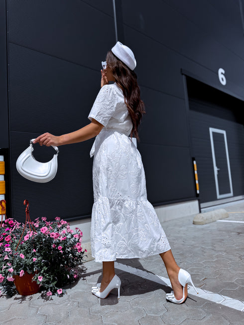 Kokvilnas kleita + josta "ANGELICA C603" – BALTA
