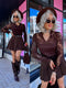 Top with lace sleeves "ISABELLE MC2933" - CHOCO