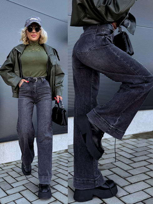 Džinsai "GREY CHARCOAL" T6358-8 + diržas
